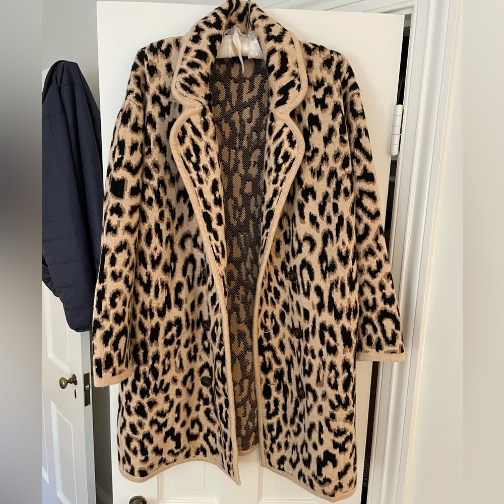 Jcrew sweater coat leopard size small